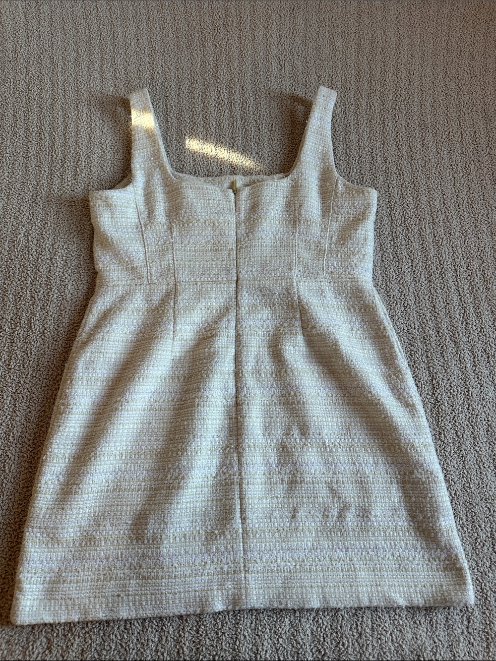 Karl Lagerfeld Paris Ivory Tweed Shift Dress Pearl Buttons Wool Size 16 - Picture 5 of 5